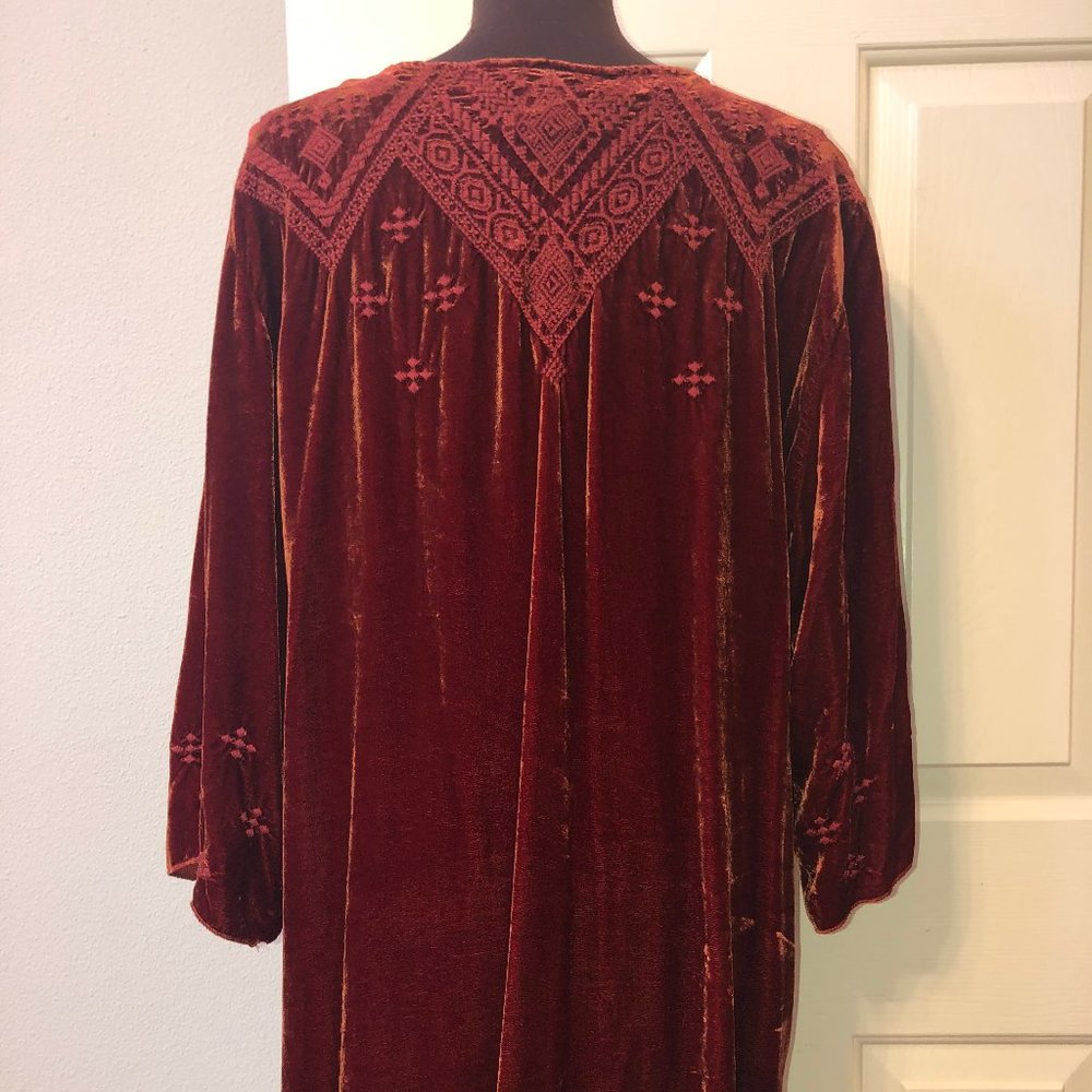 JWLA JOHNNY WAS Shobah Embr orange Velvet Tunic XL